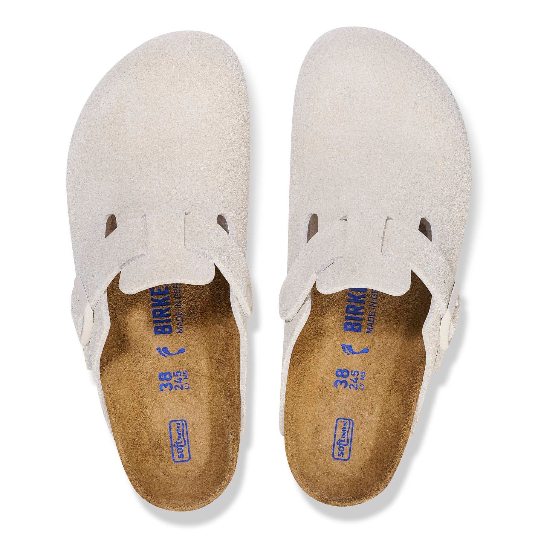 Birkenstock Boston Suede Soft Footbed Narrow - Antique White