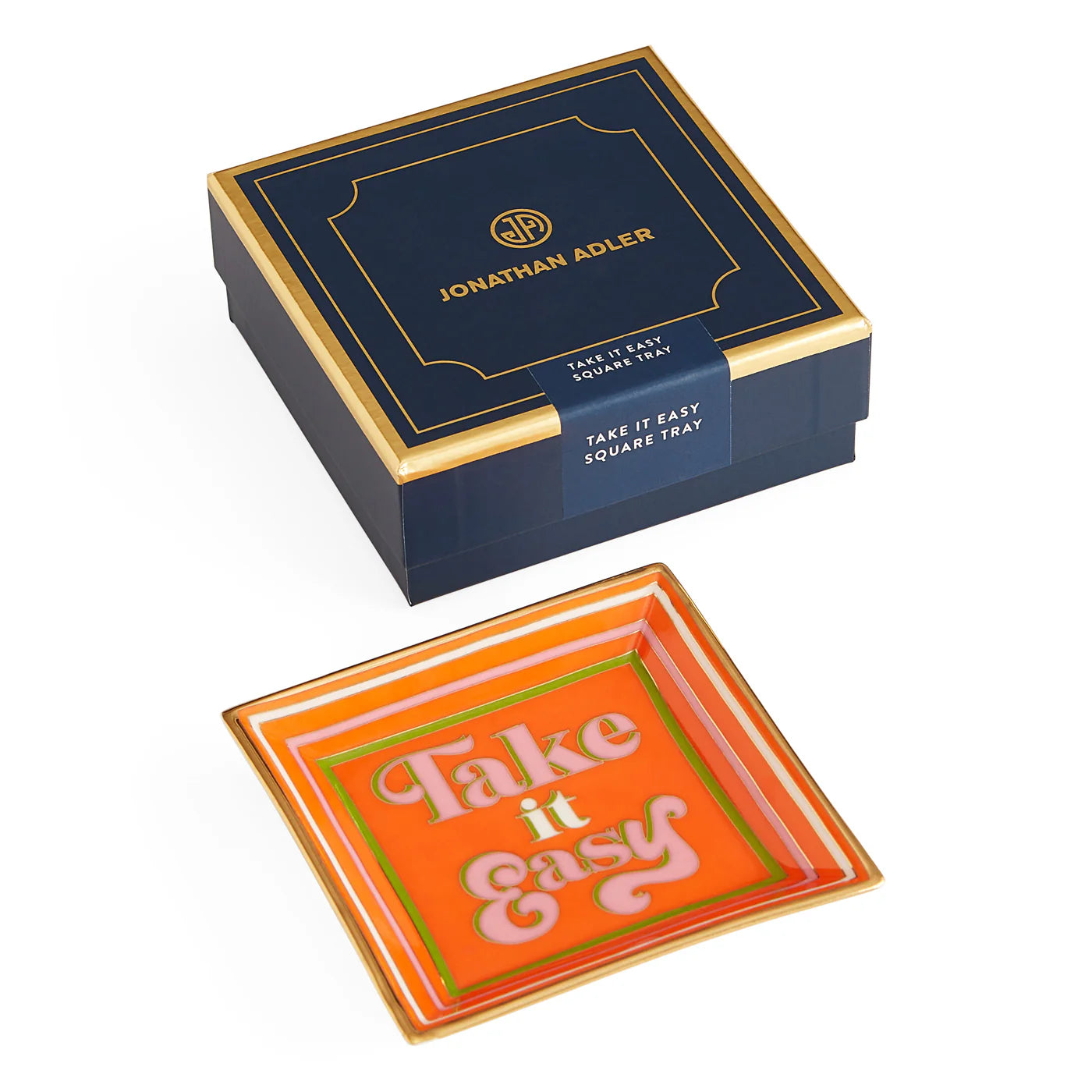 Take It Easy Square Tray - Orange/Pink