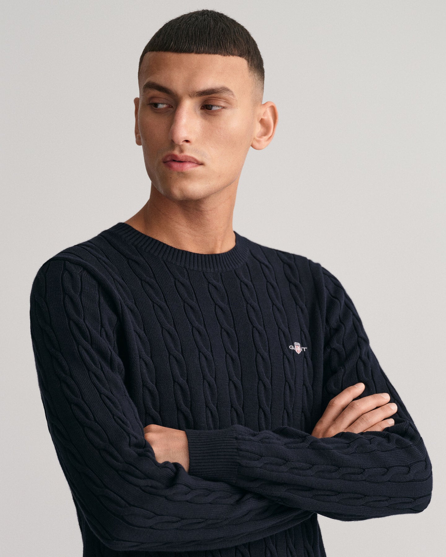 Cotton Cable C-Neck - Evening Blue
