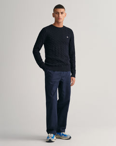Cotton Cable C-Neck - Evening Blue