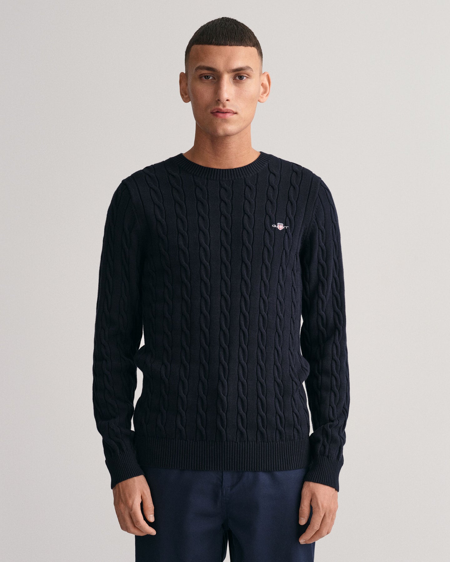 Cotton Cable C-Neck - Evening Blue