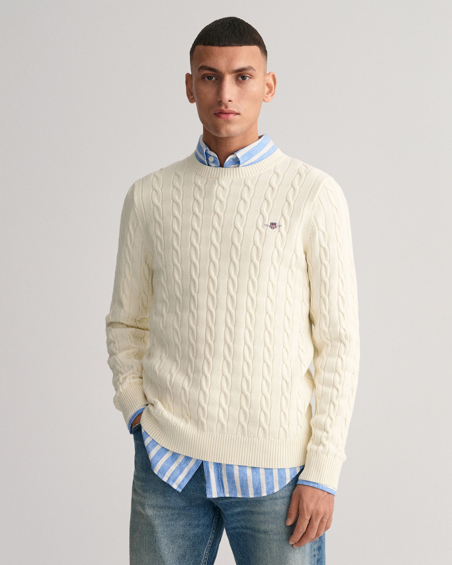 Cotton Cable C-Neck - Cream