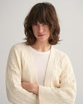 Herringbone V-Neck Cardigan - Cream