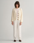 Herringbone V-Neck Cardigan - Cream