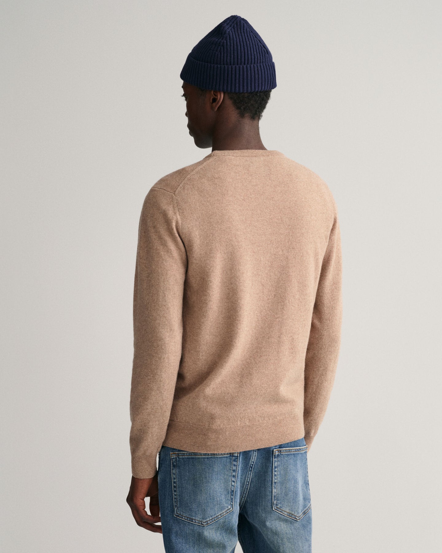 Superfine Lambswool C-Neck - Dark Sand Melange