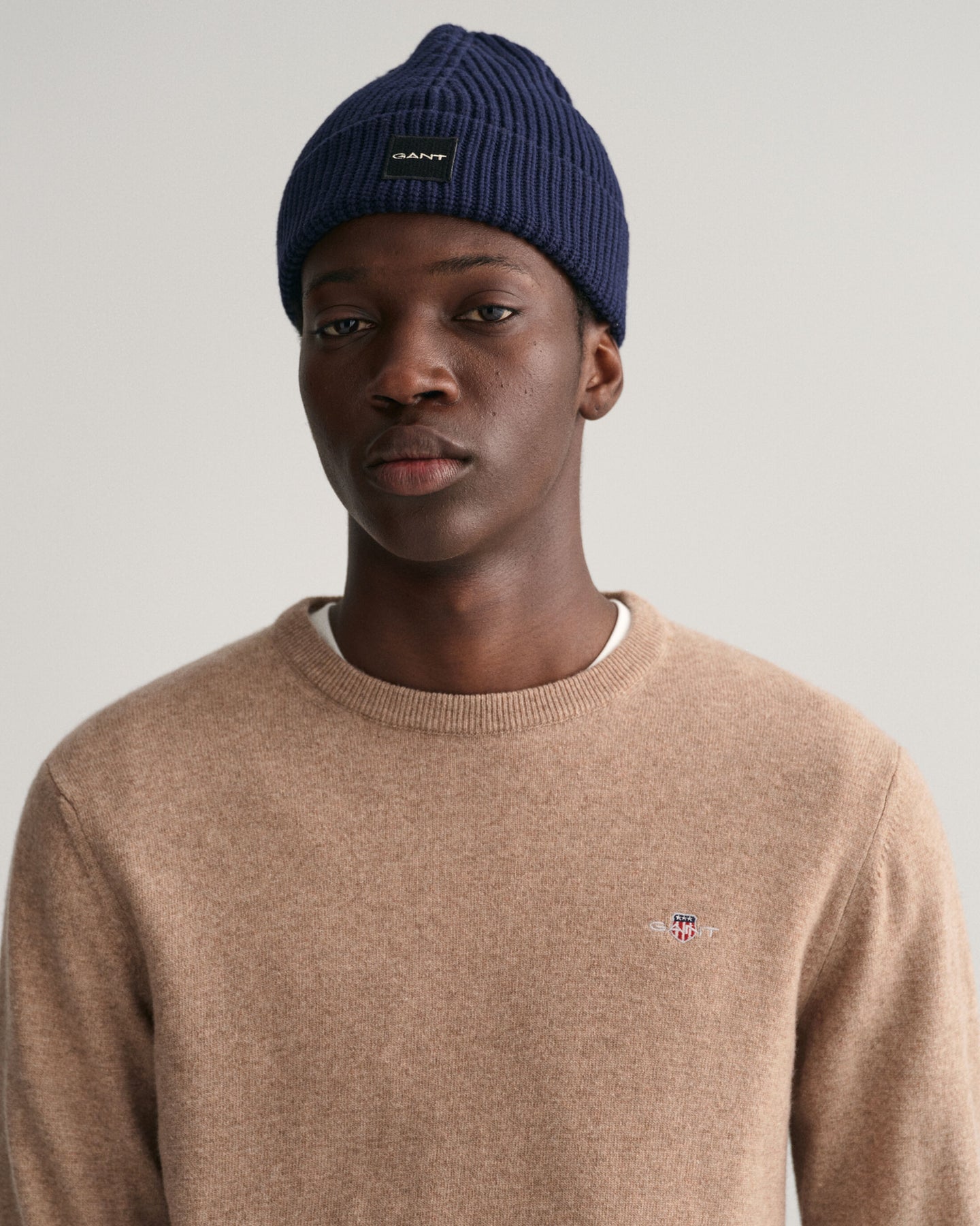 Superfine Lambswool C-Neck - Dark Sand Melange