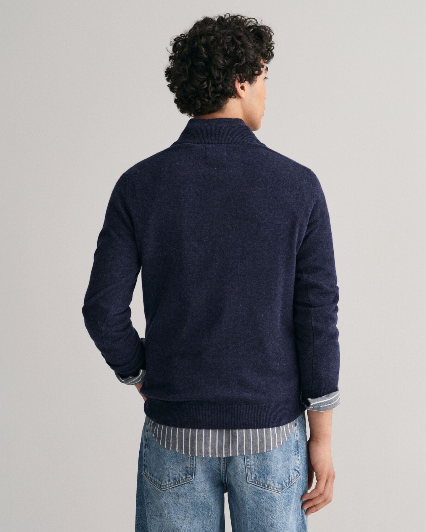 Superfine Lambswool Half Zip - Dark Navy Melange