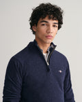 Superfine Lambswool Half Zip - Dark Navy Melange