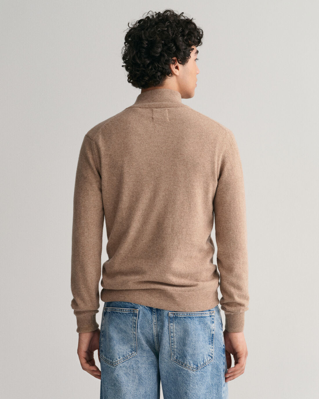 Superfine Lambswool Half Zip - Dark Sand Melange