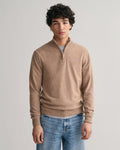 Superfine Lambswool Half Zip - Dark Sand Melange