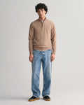 Superfine Lambswool Half Zip - Dark Sand Melange