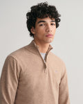 Superfine Lambswool Half Zip - Dark Sand Melange
