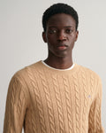 Cotton Cable C-Neck - Khaki Melange