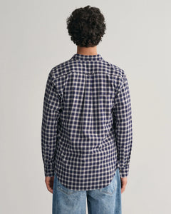 Reg Micro Tartan Flannel Shirt - Classic Blue