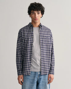 Reg Micro Tartan Flannel Shirt - Classic Blue