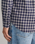 Reg Micro Tartan Flannel Shirt - Classic Blue