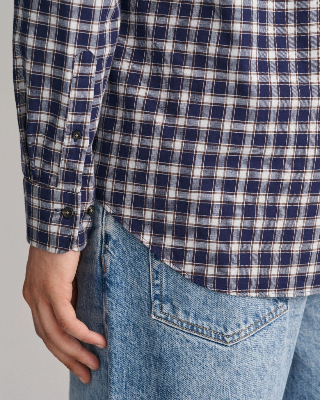 Reg Micro Tartan Flannel Shirt - Classic Blue
