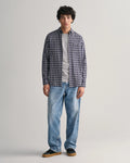 Reg Micro Tartan Flannel Shirt - Classic Blue
