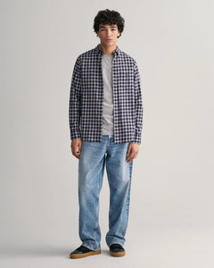 Reg Micro Tartan Flannel Shirt - Classic Blue