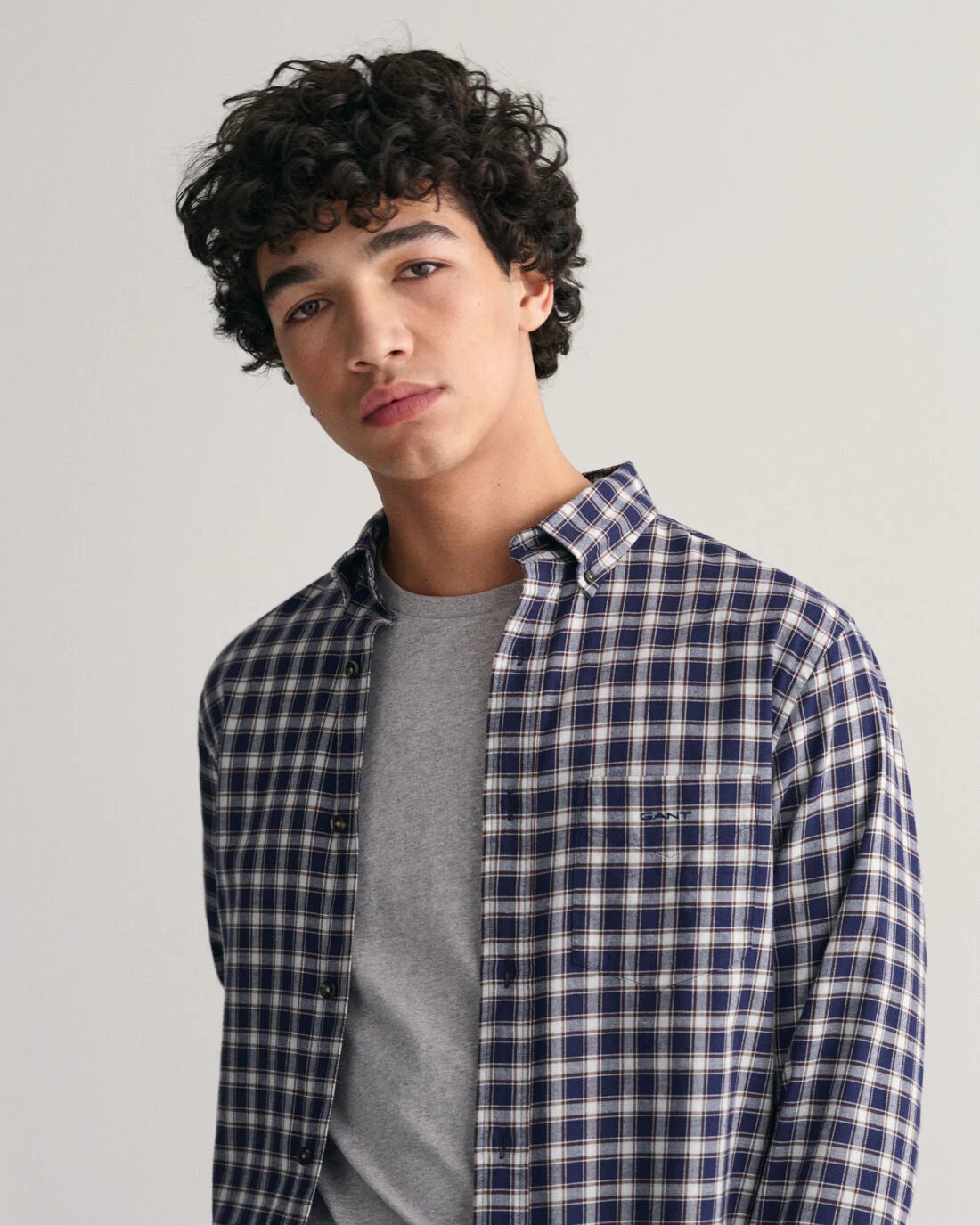 Reg Micro Tartan Flannel Shirt - Classic Blue
