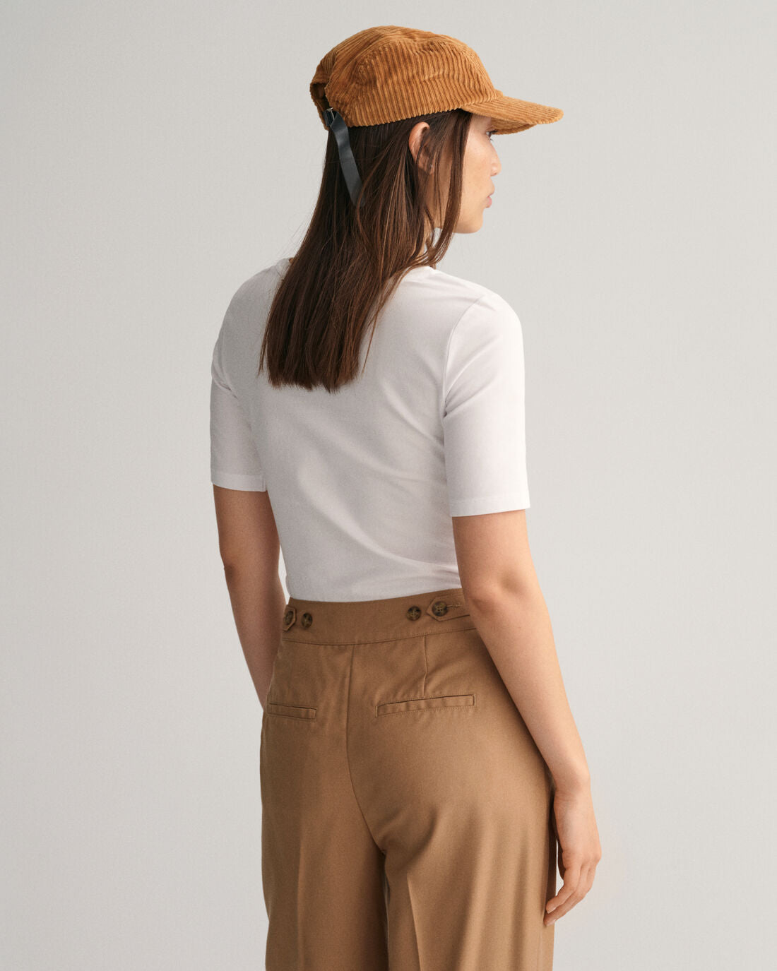 Slim Cot/Ela Ss Scoop Neck Top - White
