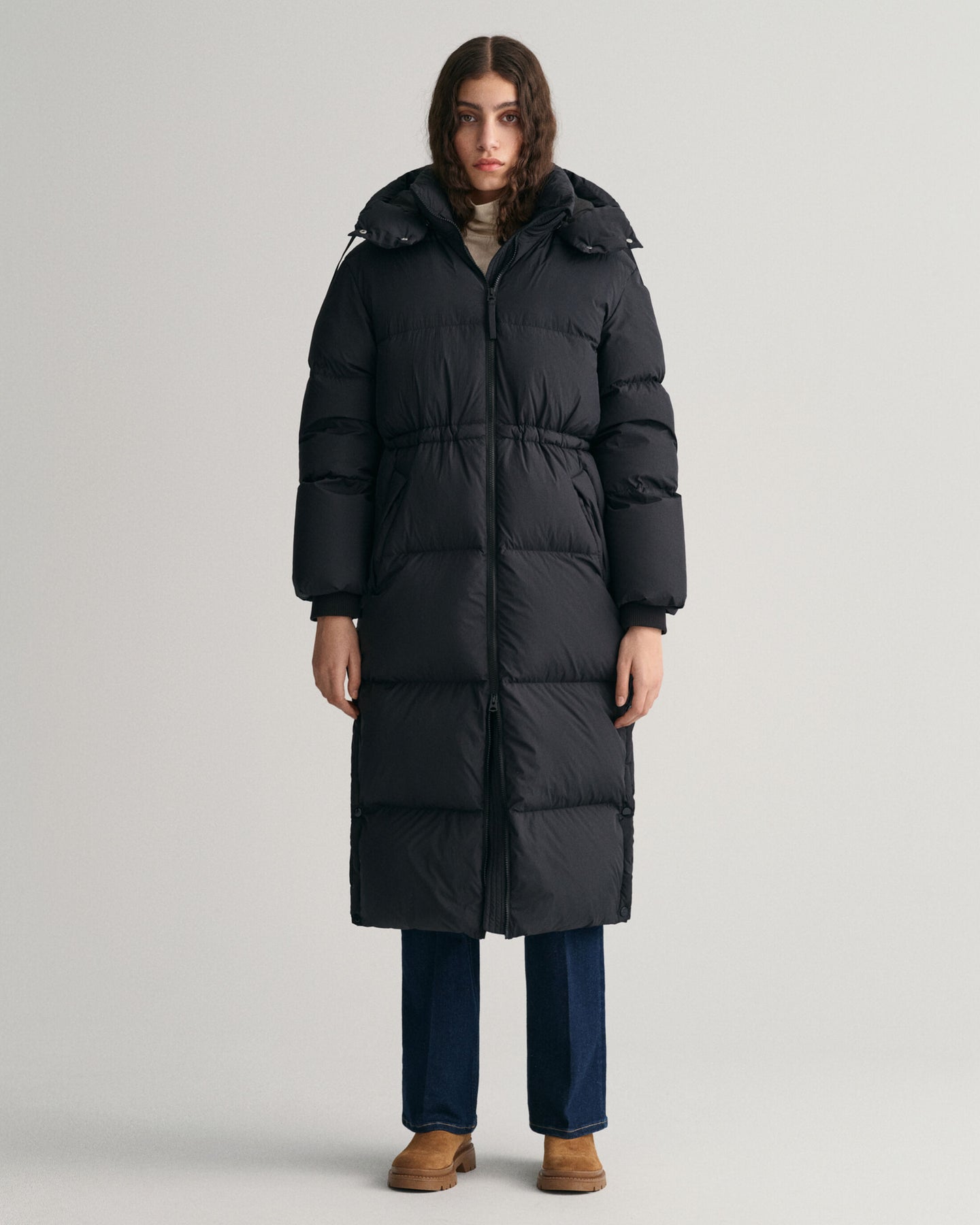Full Length Down Coat - Ebony Black