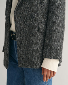 Regular Herringbone Blazer - Antracit Melange