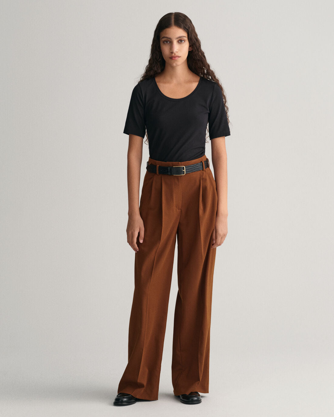 Slim Cot/Ela Ss Scoop Neck Top - Black