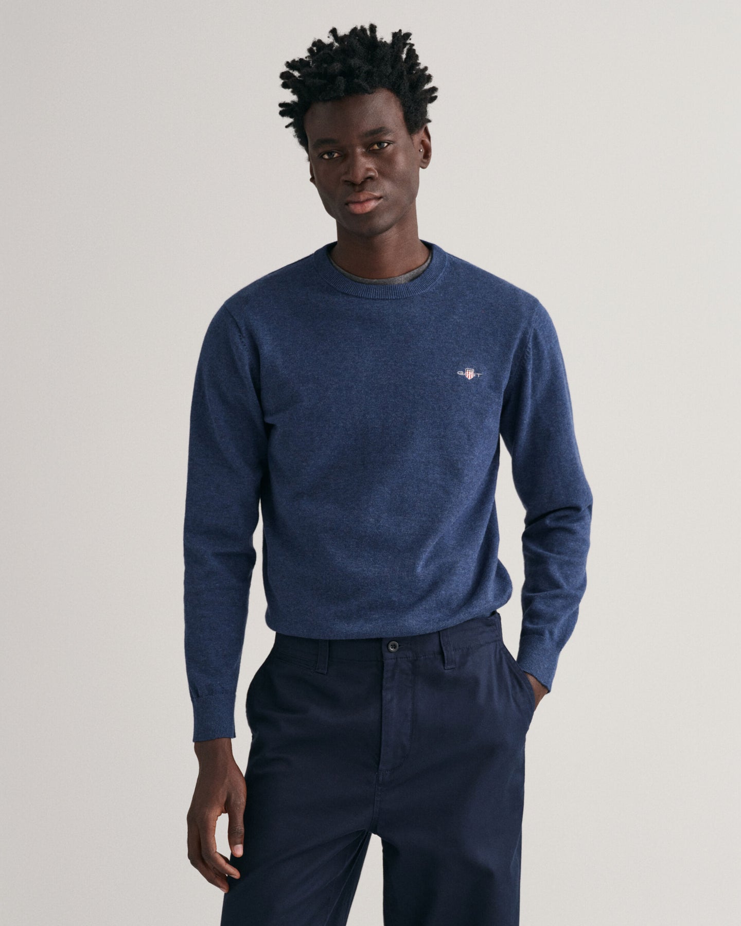 Classic Cotton C-Neck - Dark Jeansblue Melange