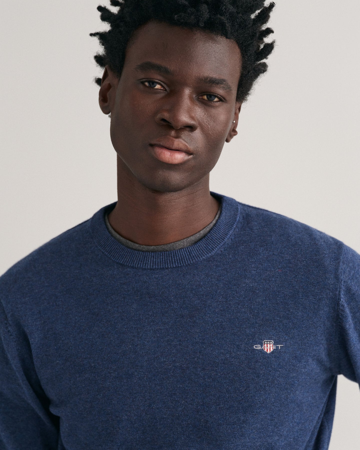 Classic Cotton C-Neck - Dark Jeansblue Melange