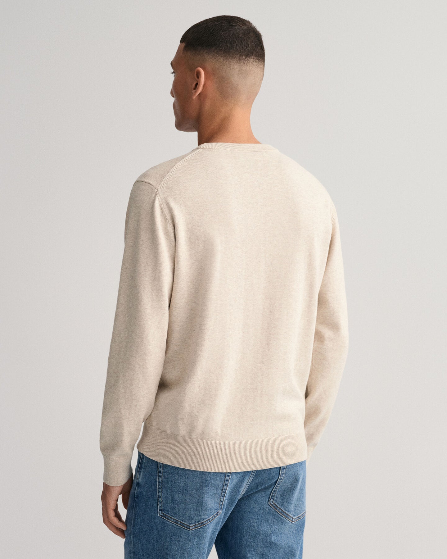 Classic Cotton C-Neck - Light Beige Melange