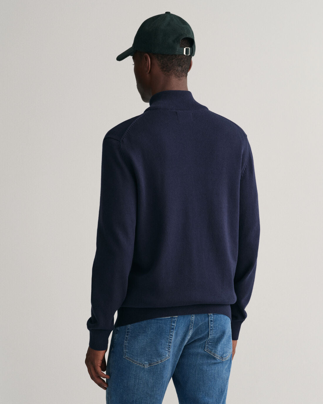 Casual Cotton Zip Cardigan - Evening Blue