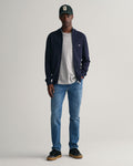 Casual Cotton Zip Cardigan - Evening Blue
