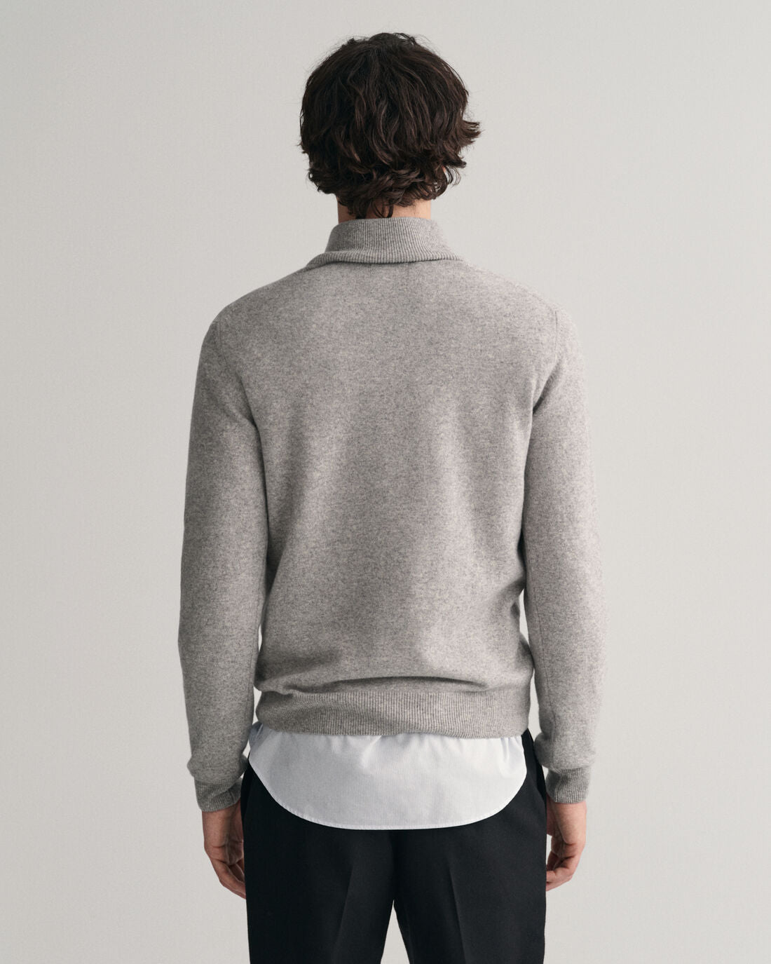 Superfine Lambswool Half Zip - Grey Melange