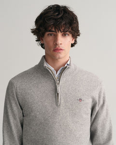 Superfine Lambswool Half Zip - Grey Melange