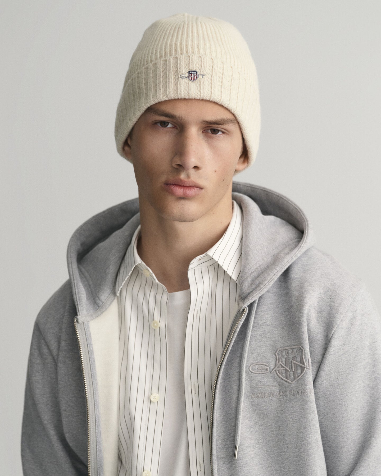 Shield Wool Beanie - Unisex  - Cream