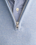 Casual Cotton Halfzip - Light Blue Melange