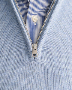 Casual Cotton Halfzip - Light Blue Melange
