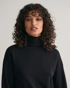 Superfine Lambswool Stand Collar - Black