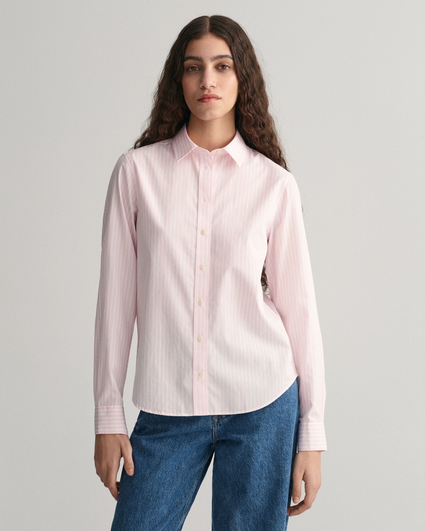 Reg Poplin Striped Shirt - Light Pink