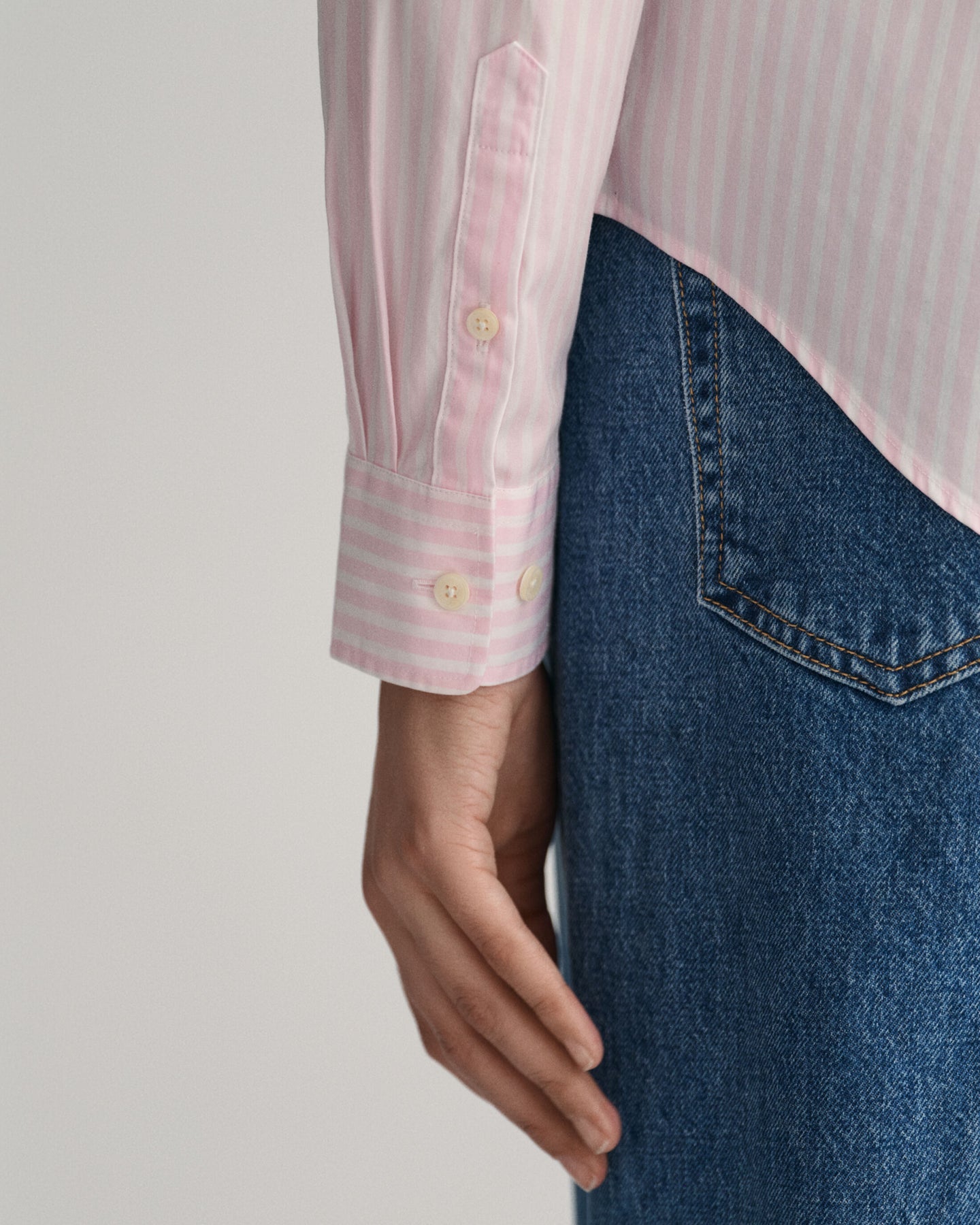 Reg Poplin Striped Shirt - Light Pink