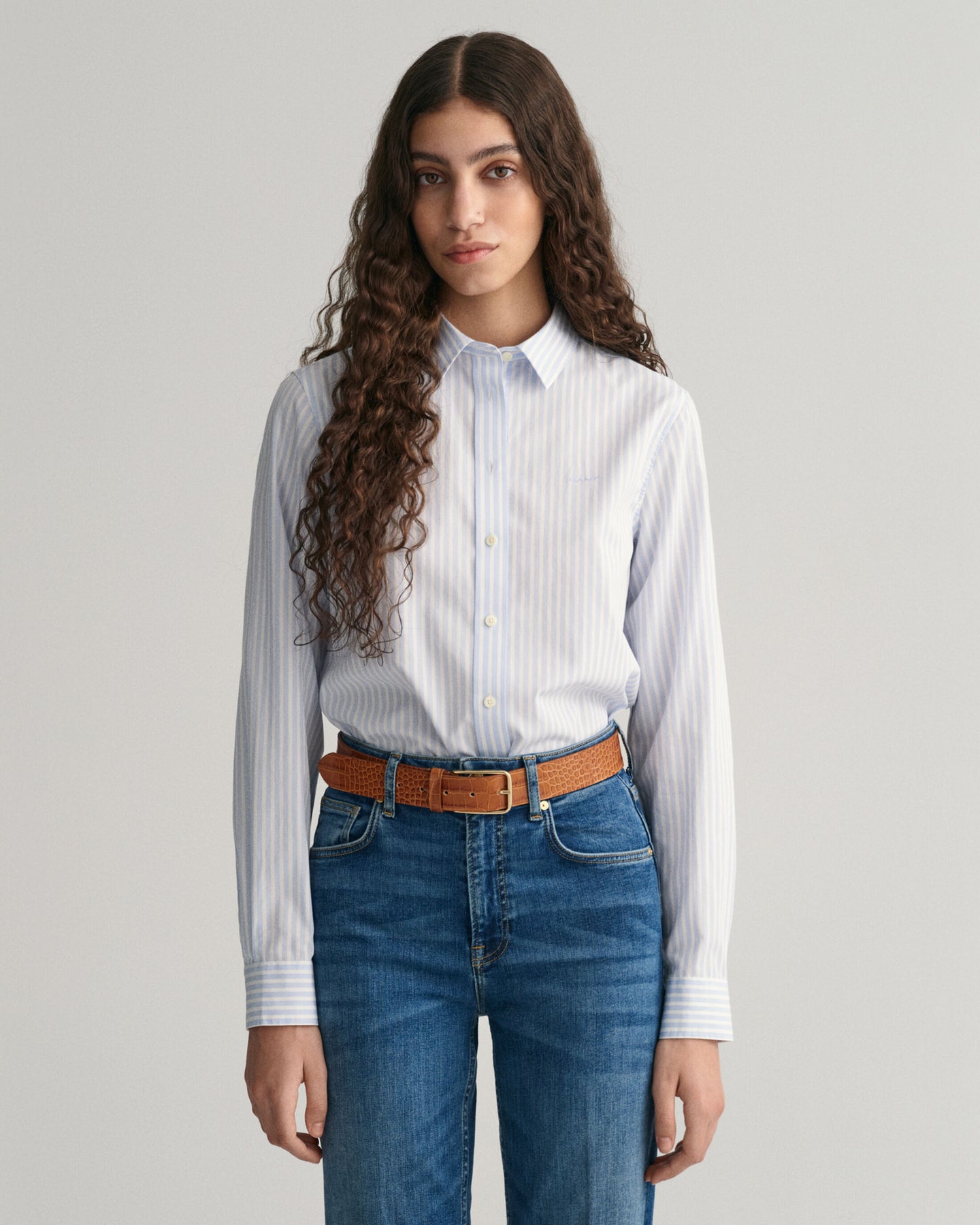 Reg Poplin Striped Shirt - Light Blue