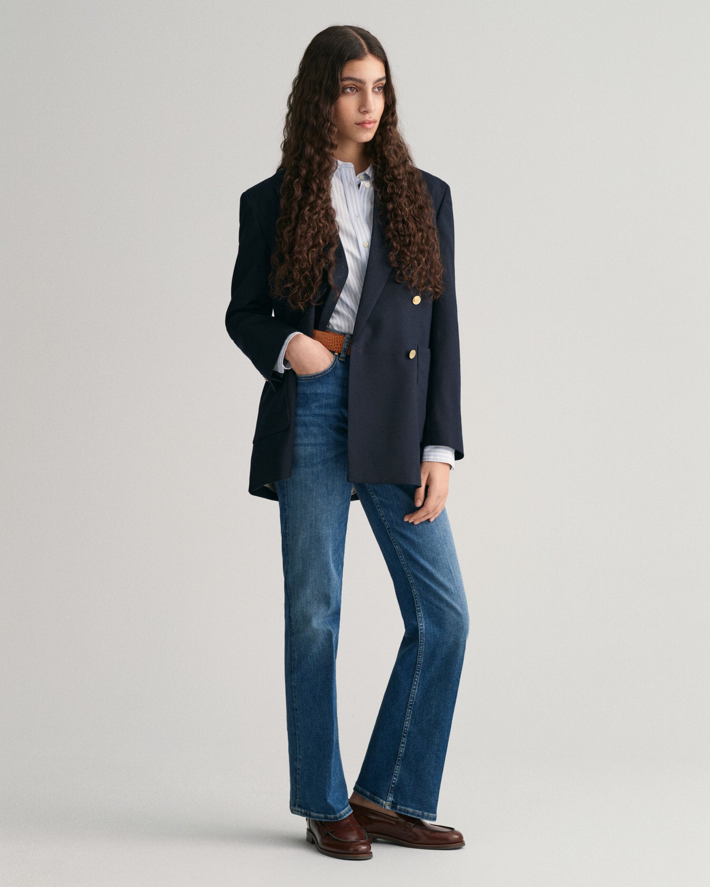 Reg Poplin Striped Shirt - Light Blue