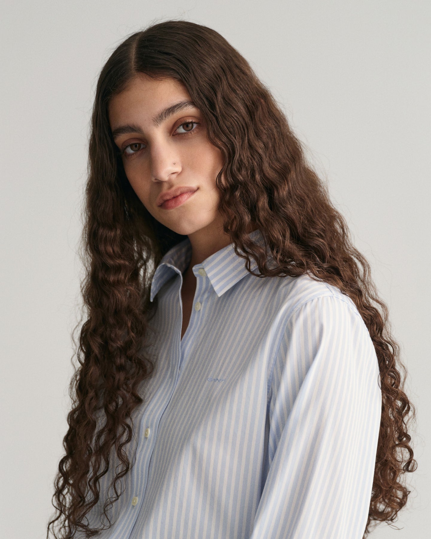 Reg Poplin Striped Shirt - Light Blue