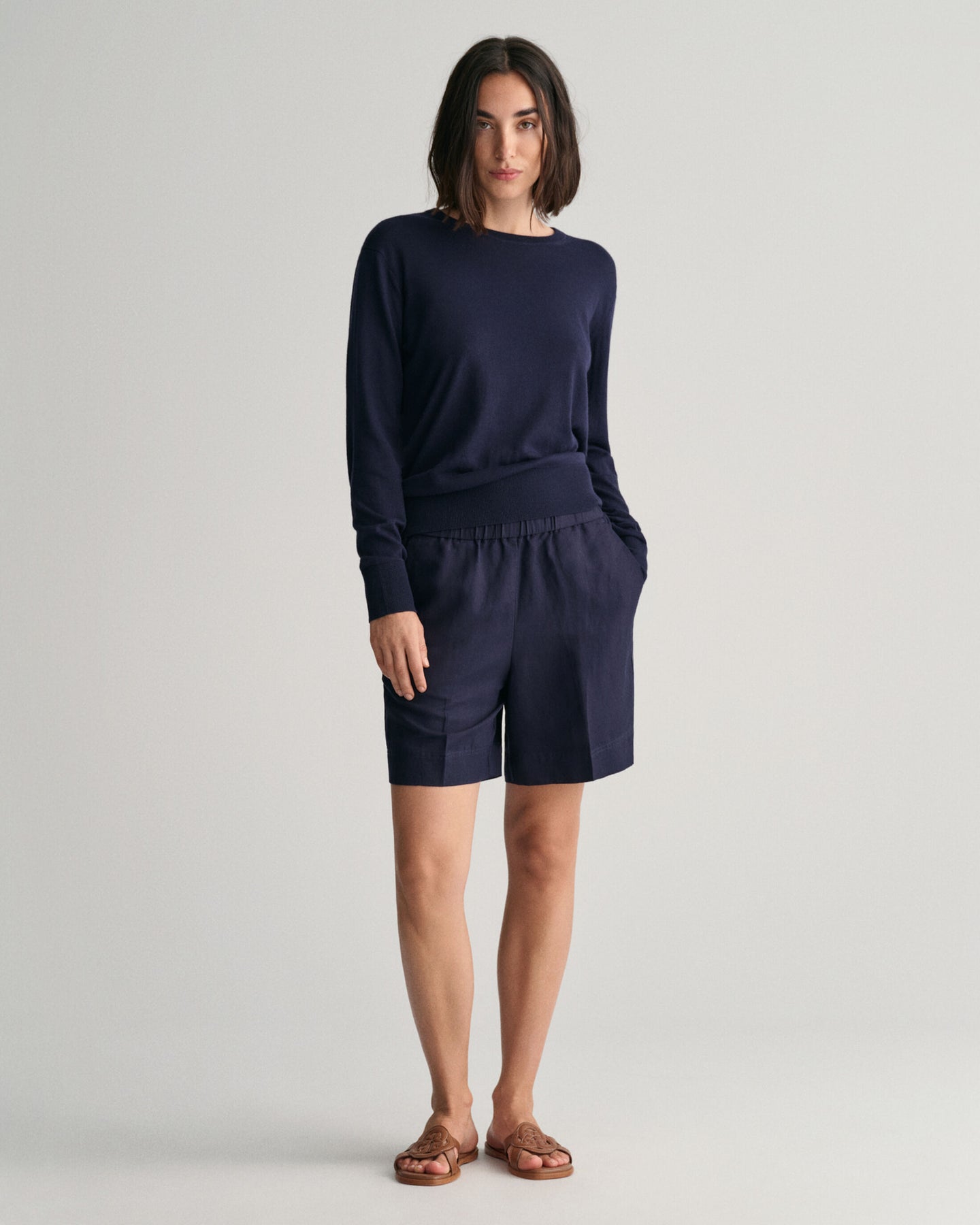 Rel Linen Blend Pull On Shorts - Evening Blue