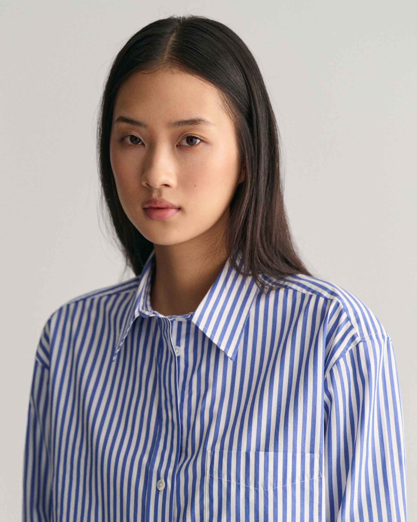 Rel Cropped Striped Shirt - College Blue
