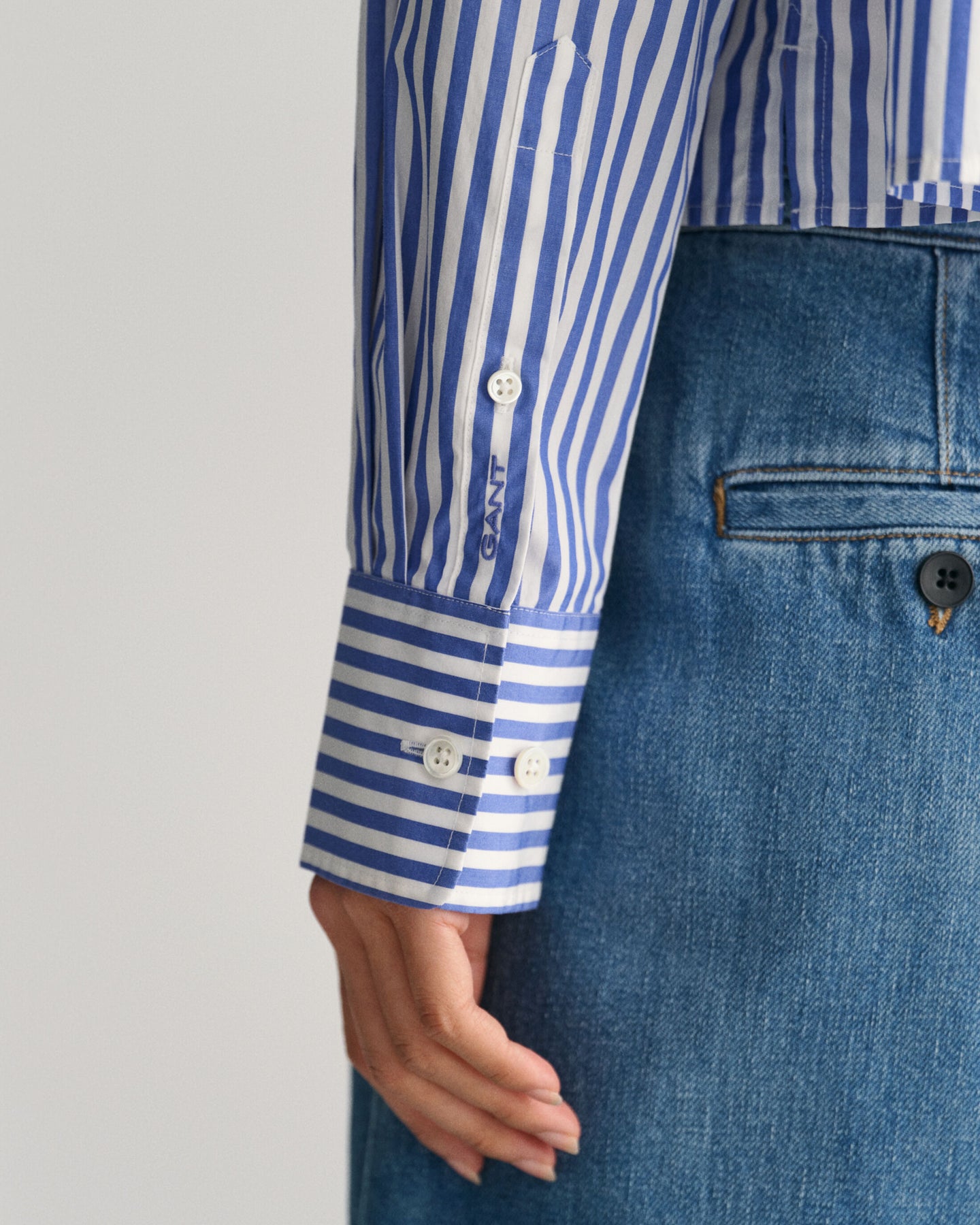 Rel Cropped Striped Shirt - College Blue