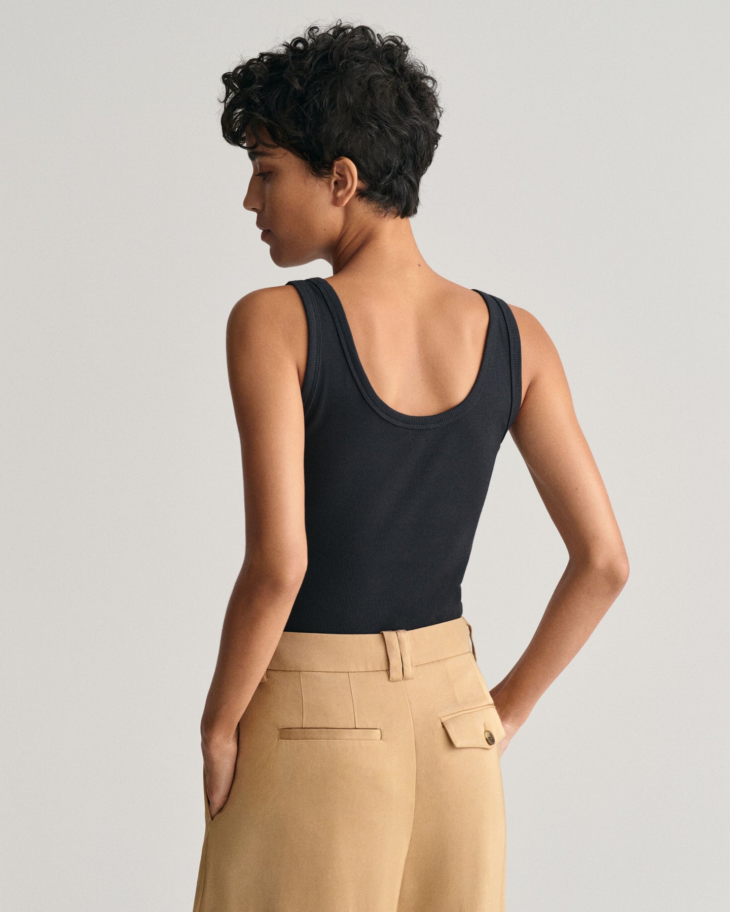 Slim Ribbed Tank Top - Black
