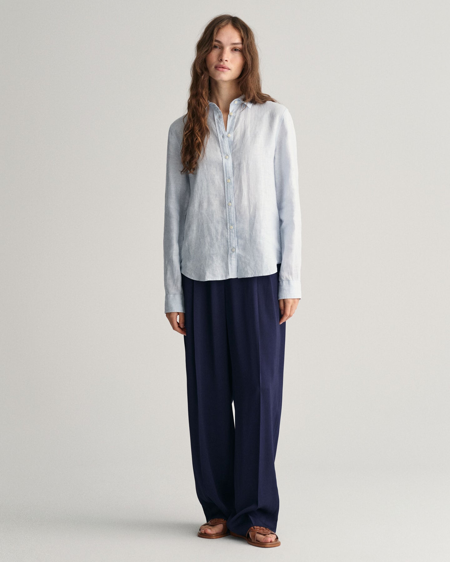 Reg Linen Chambray Shirt - Light Blue