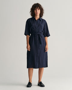 Rel Linen Ss Shirt Dress - Evening Blue